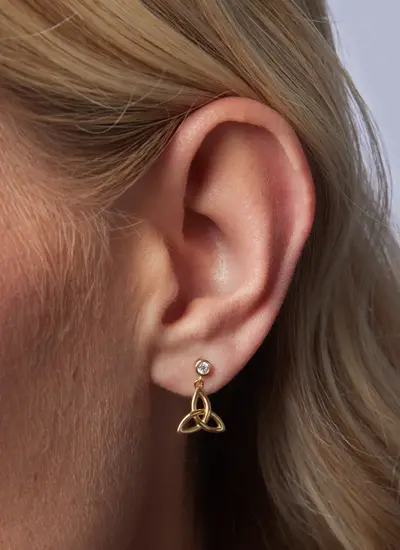 Delicate 14K Gold Vermeil Trinity Knot with Cubic Zirconia Earrings